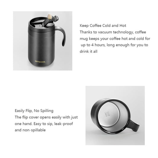 Portable hand-held coffee maker, stainless steel insulated cup
